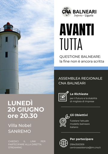 Al momento stai visualizzando Sanremo: lunedì prossimo a Villa Nobel, Assemblea CNA Balneari dal titolo ‘Avanti tutta – questione balneare: la fine non è ancora scritta’